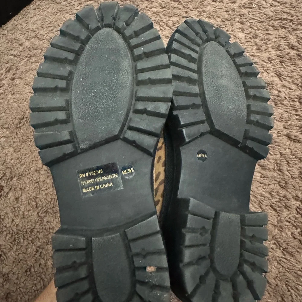 Lucky Brand Ellerey Javen Boots Booties Animal Print Wool Leather Suede 6 - Picture 7 of 9